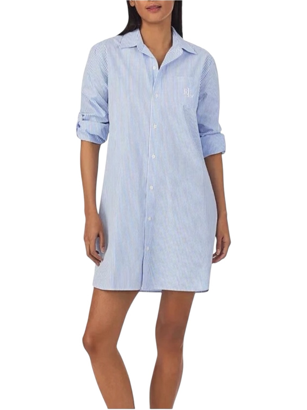 Lauren Ralph Lauren Poplin Sleep Stripe Shirt Long Sleeve 100% Cotton Women’s S.